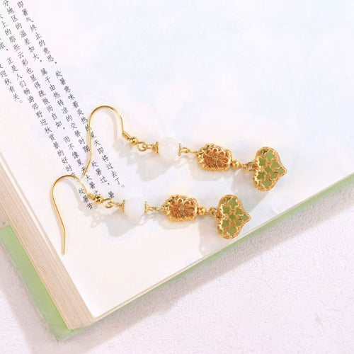 Chinese Opera Huadan Opera White Jade Enamel Earrings BodhiBloom