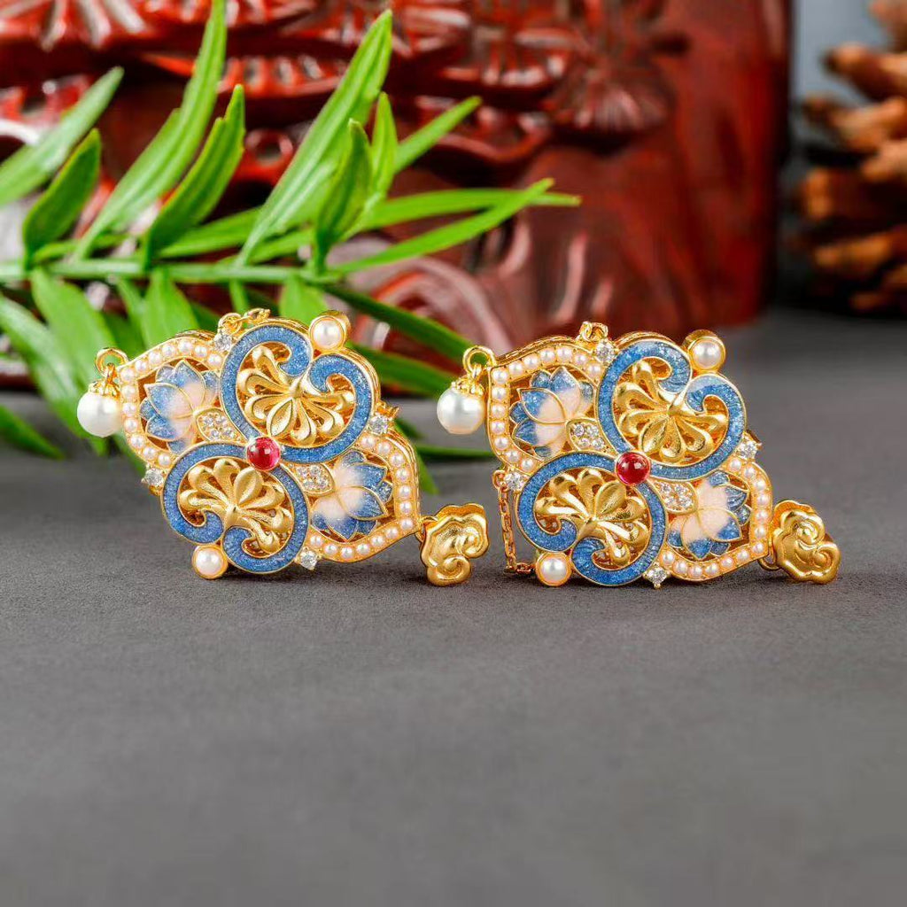 BodhiBloom Signature Lotus Bloom Chinese Enamel art Pendant