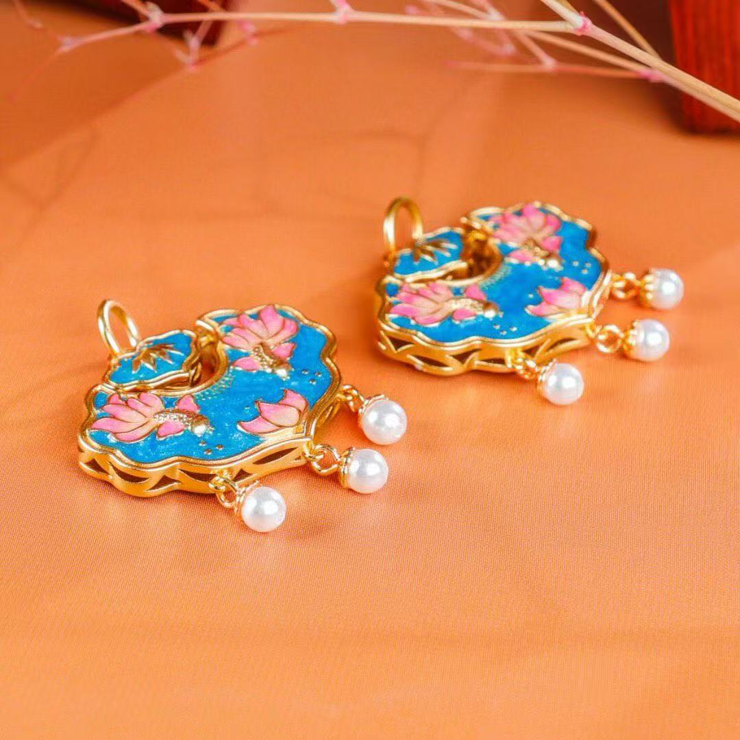 Lotus & Goldfish Luck Lock Pendant