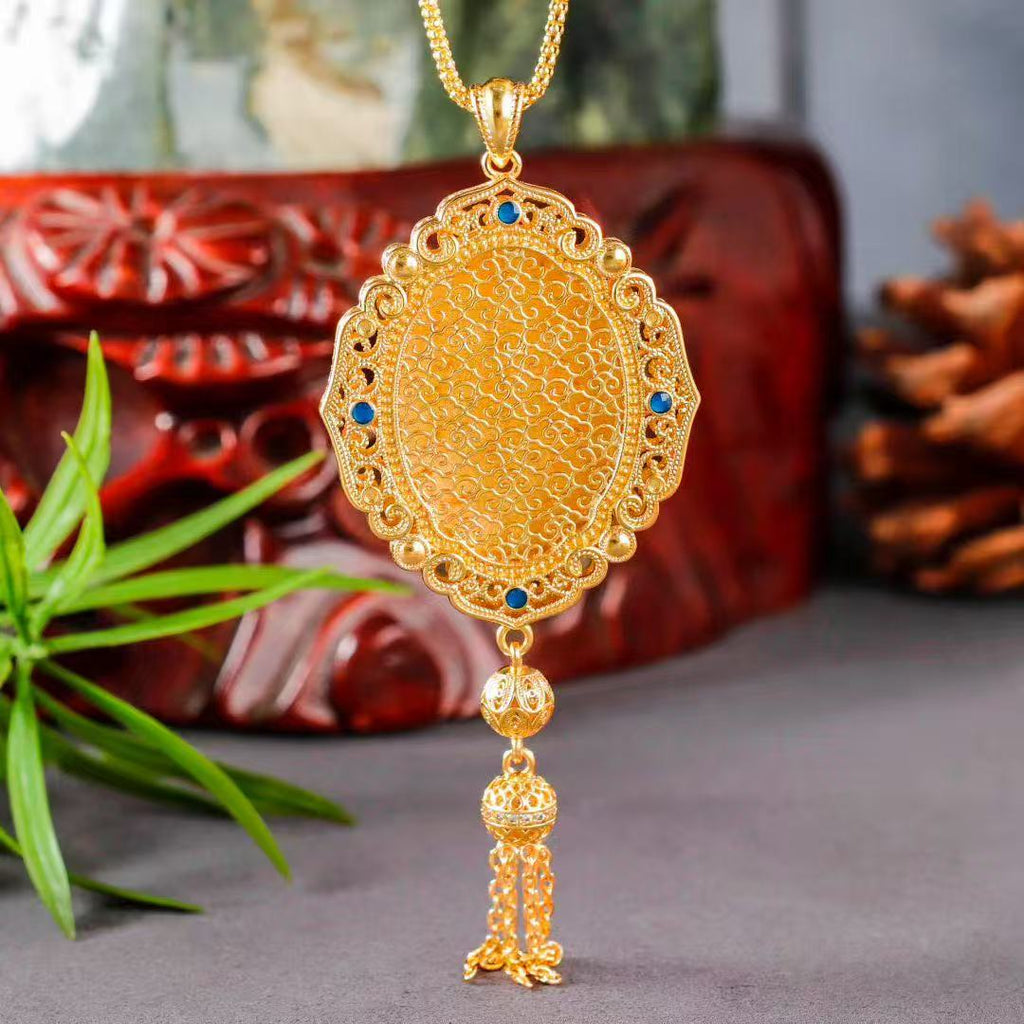 Magpie on Plum Blossom Fan Pendant