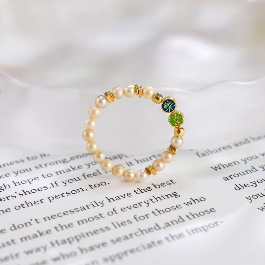 Joyful Blessing Pearl Ring – Cloisonné Enamel Edition