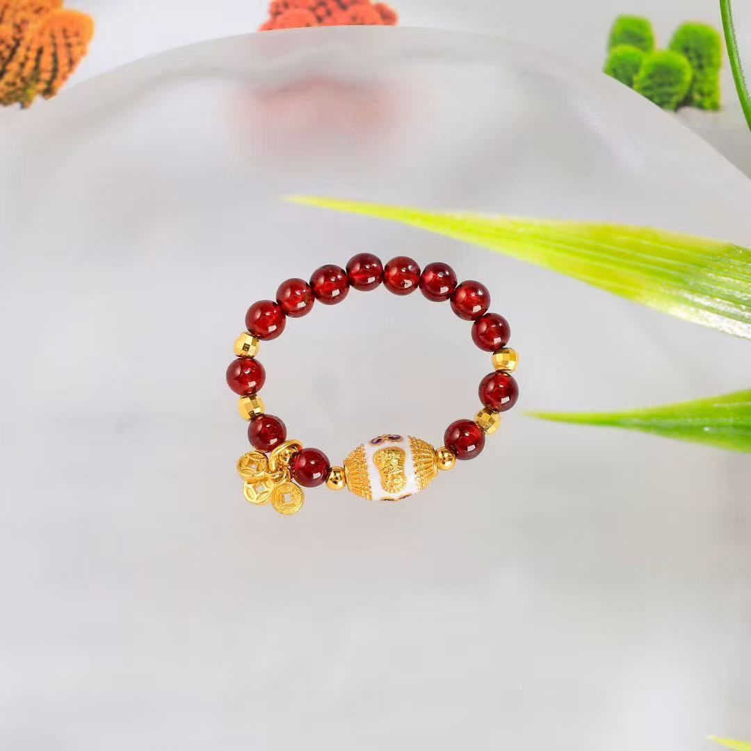 Palden Lhamo Guardian Ring – Garnet & Cloisonné Enamel Edition