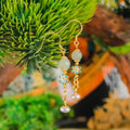 Cloisonné jade earrings with Hetian jade and blue enamel flowers
