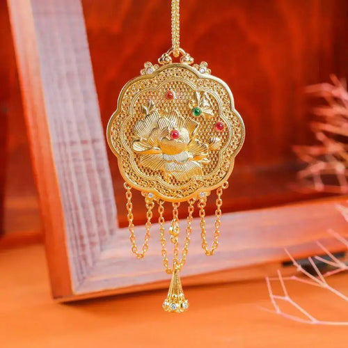 Eight Directions Fortune Pendant – Golden Tassel Detail