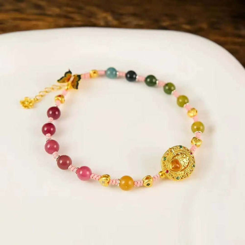 Enamel Butterfly Tourmaline Bracelet | Handcrafted Cloisonné Jewelry - BodhiBloom