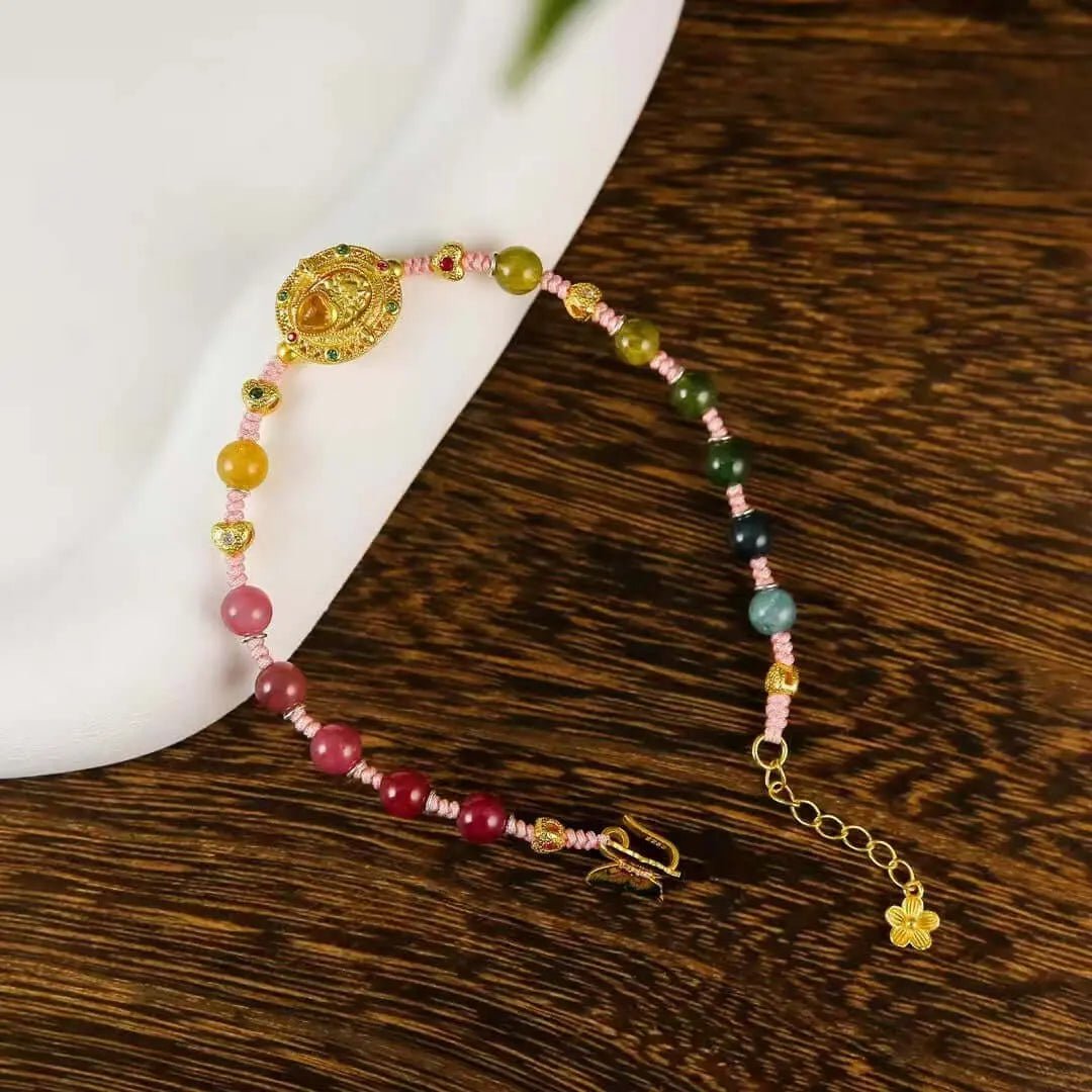Enamel Butterfly Tourmaline Bracelet | Handcrafted Cloisonné Jewelry - BodhiBloom