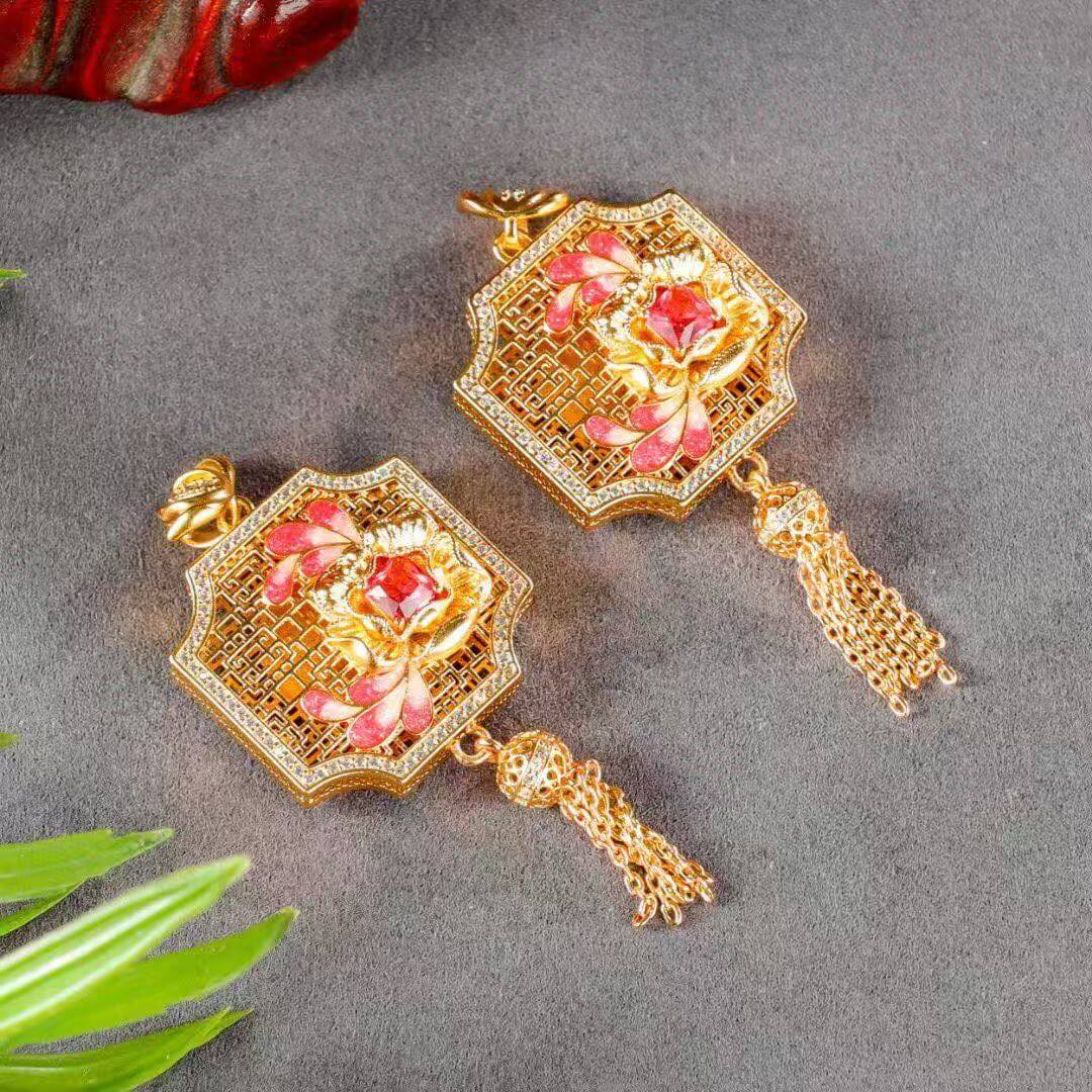 Fortunes Blush Enamel Pendant – Fu Character Engraving