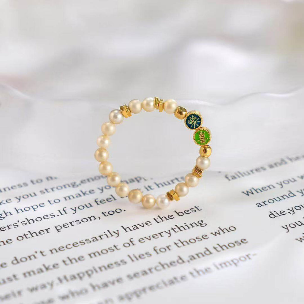 Joyful Blessing Pearl Ring – Cloisonné Enamel Edition - BodhiBloom