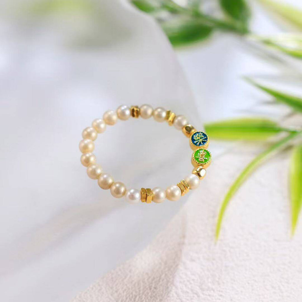Joyful Blessing Pearl Ring – Cloisonné Enamel Edition - BodhiBloom