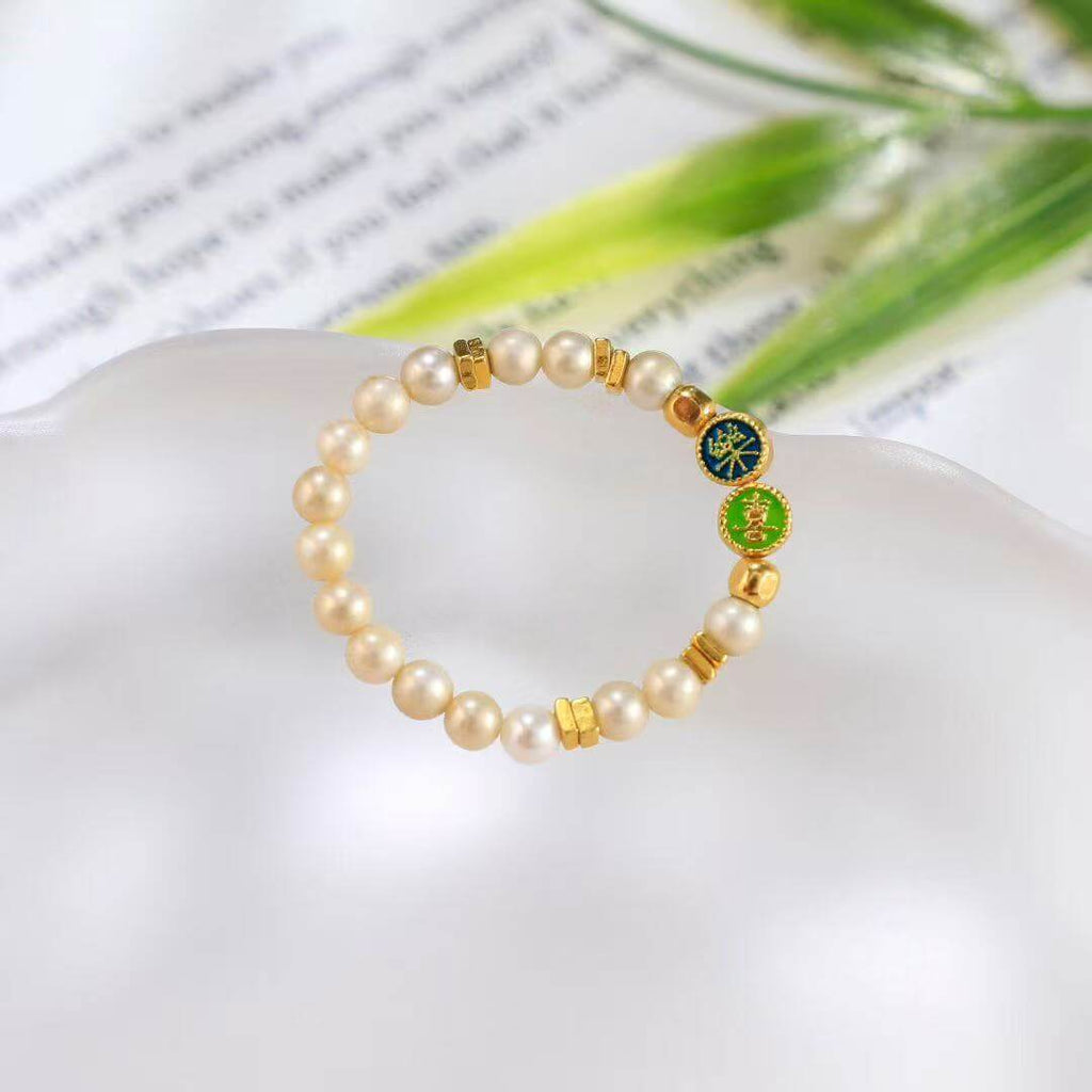 Joyful Blessing Pearl Ring – Cloisonné Enamel Edition - BodhiBloom