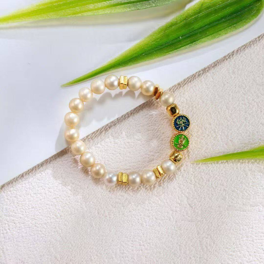 Joyful Blessing Pearl Ring – Cloisonné Enamel Edition - BodhiBloom