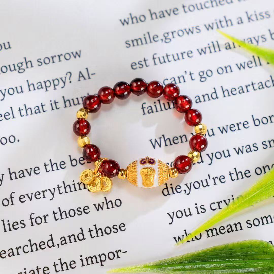 Palden Lhamo Guardian Ring – Garnet & Cloisonné Enamel Edition - BodhiBloom