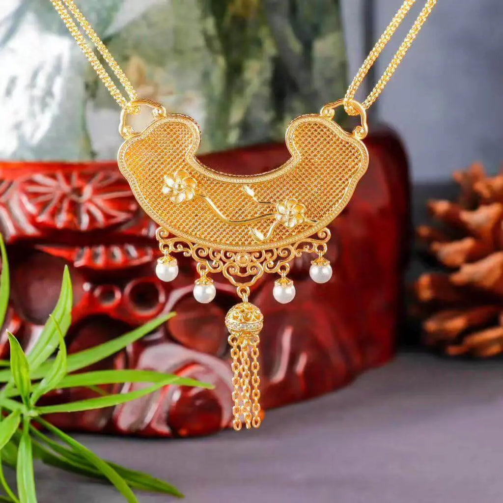  Phoenix Peony Ruyi Lock Pendant – Peony Flower Detail