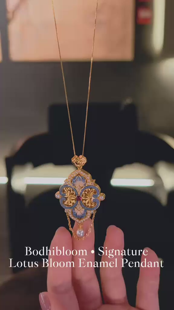 BodhiBloom Lotus Bloom Enamel Pendant