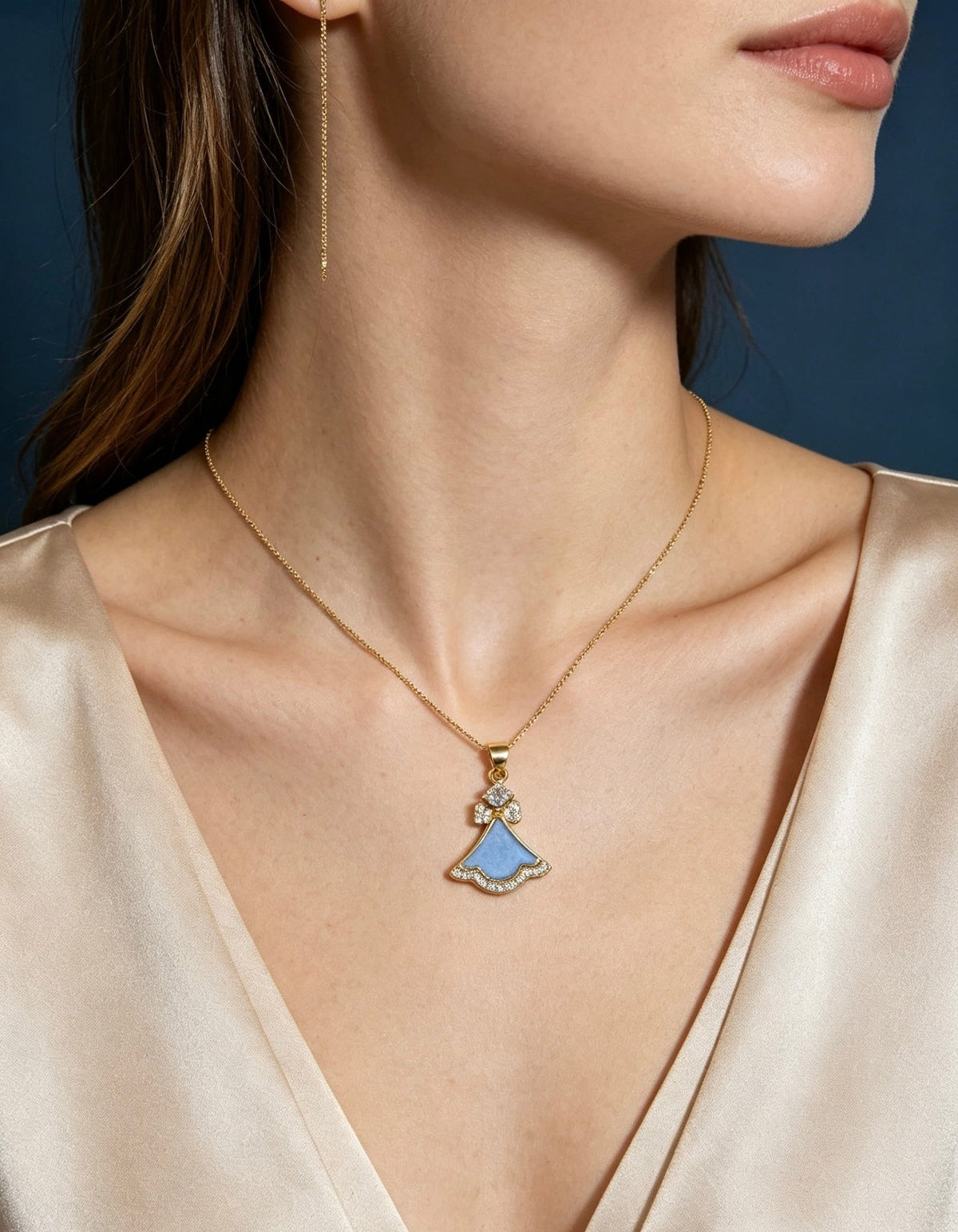 水Water· Fan Azure Pendant Necklace - BodhiBloom